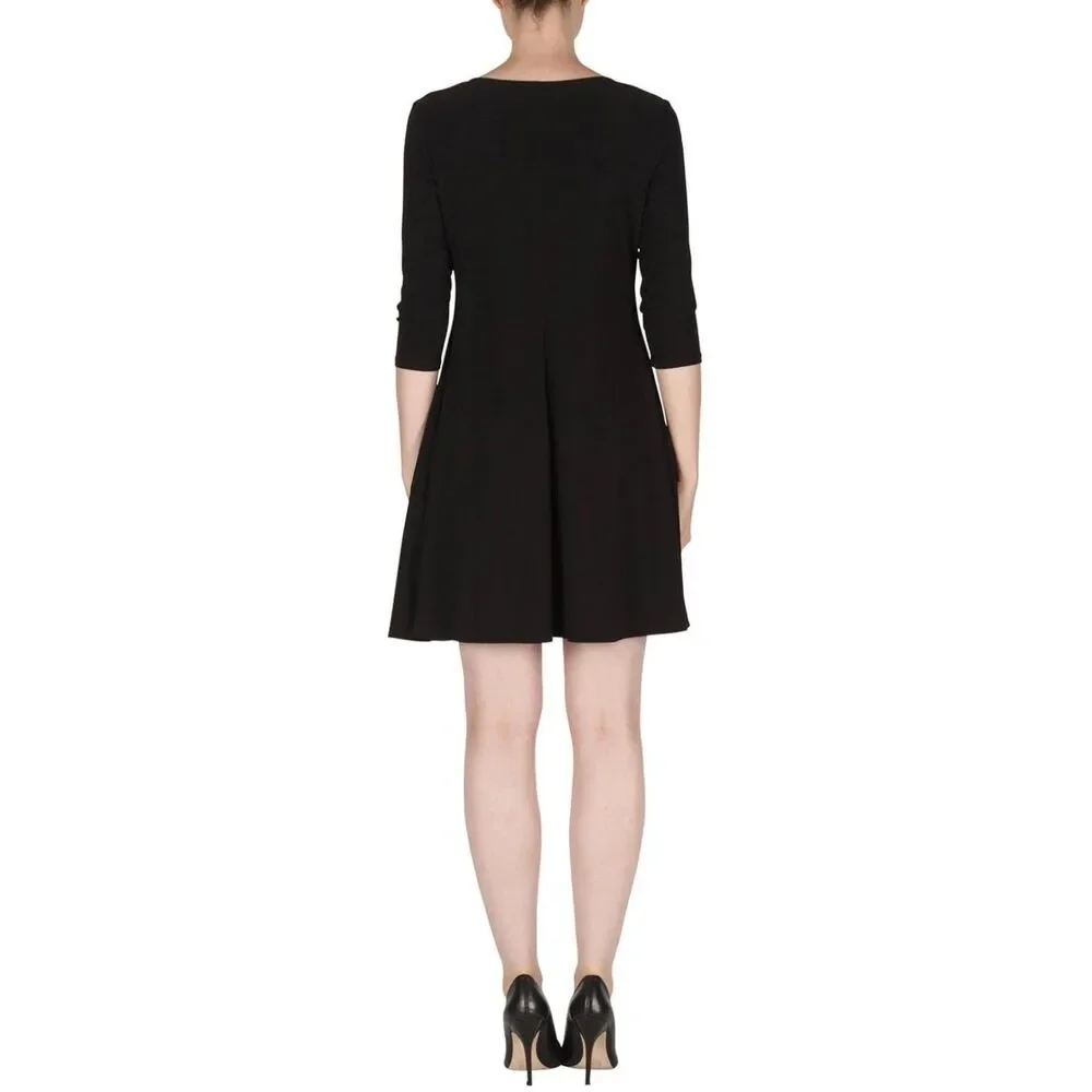 JOSEPH RIBKOFF Black Zip Front Long Sleeve Dress, Sz 10